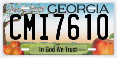 GA license plate CMI7610