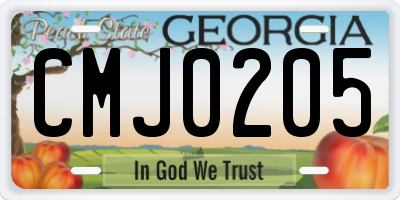 GA license plate CMJ0205