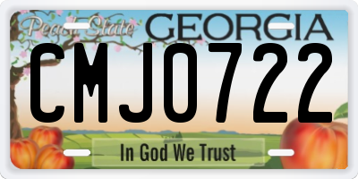 GA license plate CMJ0722