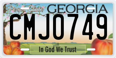 GA license plate CMJ0749