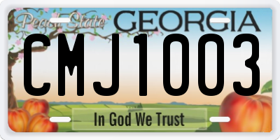 GA license plate CMJ1003
