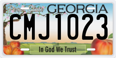 GA license plate CMJ1023