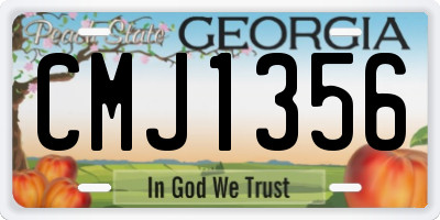 GA license plate CMJ1356