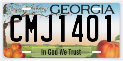 GA license plate CMJ1401