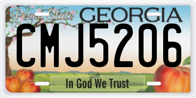 GA license plate CMJ5206