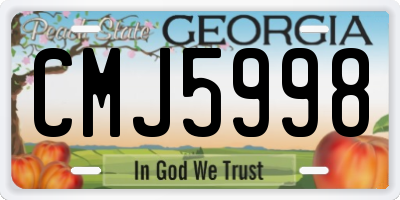 GA license plate CMJ5998