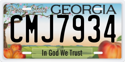 GA license plate CMJ7934