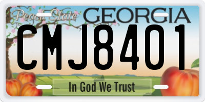 GA license plate CMJ8401