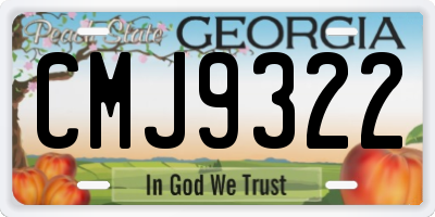 GA license plate CMJ9322