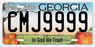 GA license plate CMJ9999