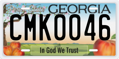 GA license plate CMK0046