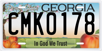 GA license plate CMK0178