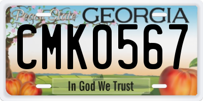 GA license plate CMK0567