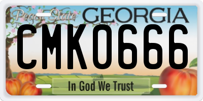 GA license plate CMK0666