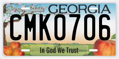 GA license plate CMK0706