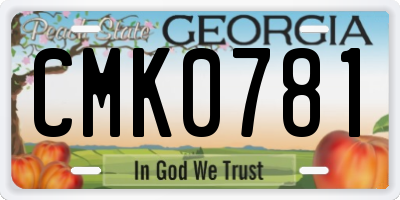 GA license plate CMK0781