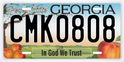 GA license plate CMK0808