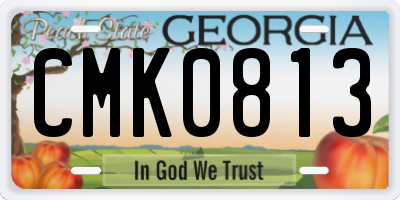 GA license plate CMK0813