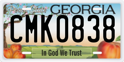 GA license plate CMK0838