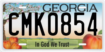 GA license plate CMK0854