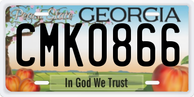 GA license plate CMK0866