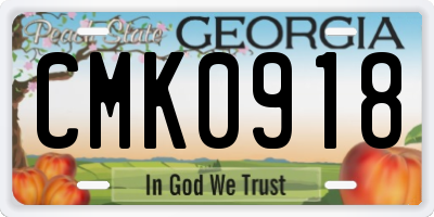 GA license plate CMK0918