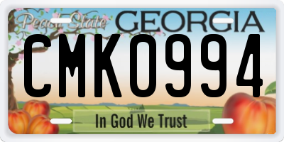 GA license plate CMK0994