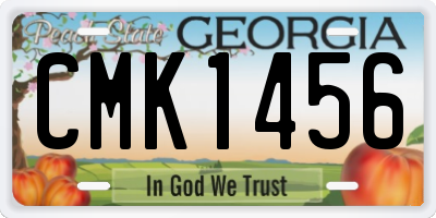 GA license plate CMK1456