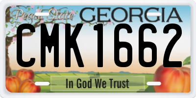 GA license plate CMK1662