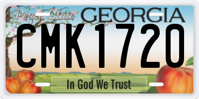 GA license plate CMK1720