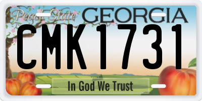 GA license plate CMK1731
