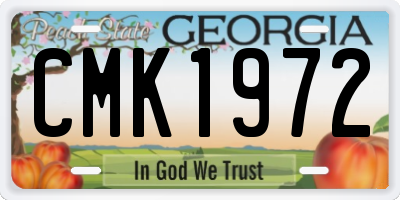 GA license plate CMK1972