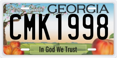 GA license plate CMK1998