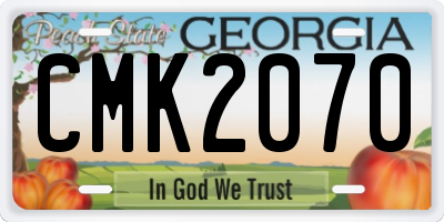 GA license plate CMK2070