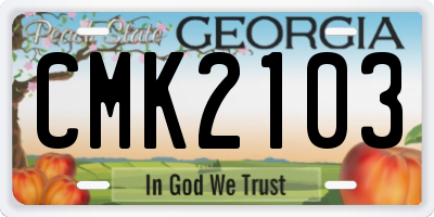 GA license plate CMK2103