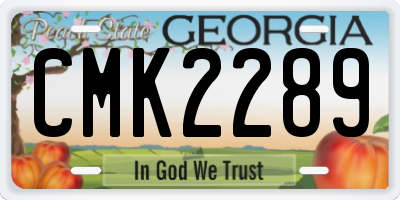GA license plate CMK2289