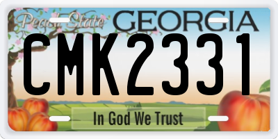 GA license plate CMK2331