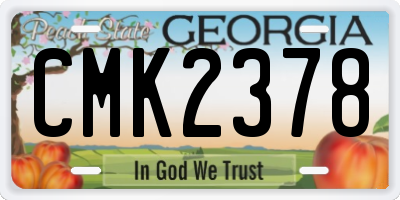 GA license plate CMK2378