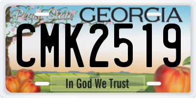 GA license plate CMK2519