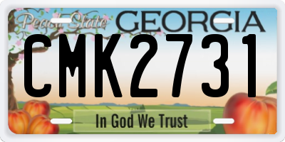 GA license plate CMK2731