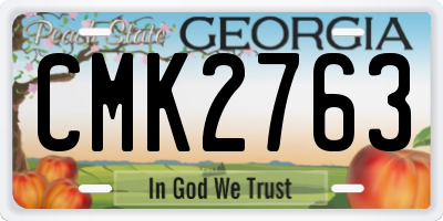 GA license plate CMK2763