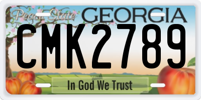 GA license plate CMK2789