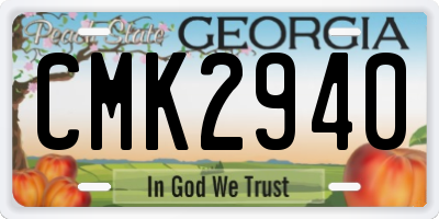 GA license plate CMK2940