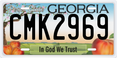 GA license plate CMK2969