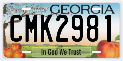 GA license plate CMK2981