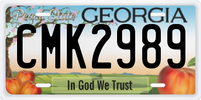 GA license plate CMK2989