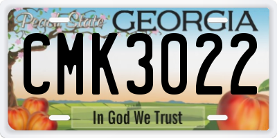GA license plate CMK3022