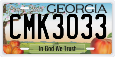 GA license plate CMK3033