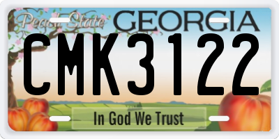 GA license plate CMK3122