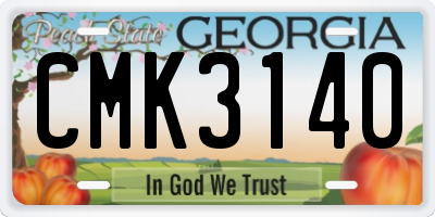 GA license plate CMK3140